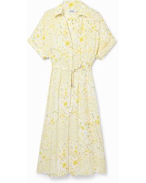 Desigual Floral Midi Shirt Dress, Viscose - Metallic