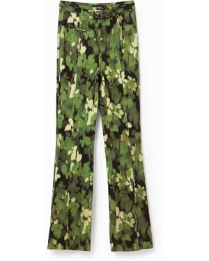 Desigual Camo Flare Trousers - Green