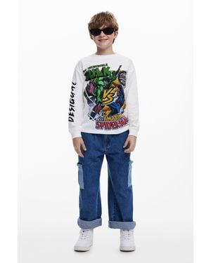 Desigual Marvel Long-Sleeve T-Shirt - Blue