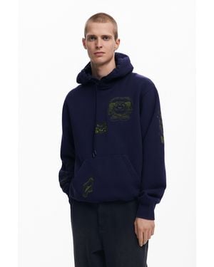 Desigual Sudadera Bordados Tigre - Azul