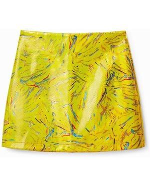 Desigual Arty Slim Mini Skirt, Polyurethane - Yellow