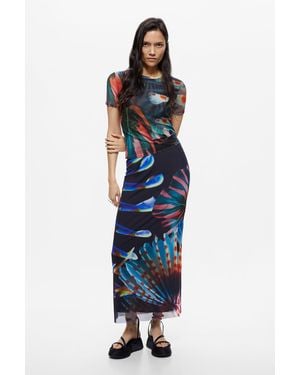 Desigual Falda Diseñada Por Mr. Christian Lacroix, Poliester, Negro - Azul
