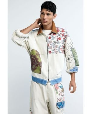 Desigual Abrigo Patchwork, Algodon, Blanco