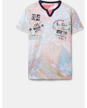 Desigual Camiseta Algodón Patch Estampado - Multicolor