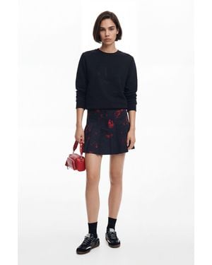 Desigual Pleated Miniskirt By M. Christian Lacroi, Cotton - Blue