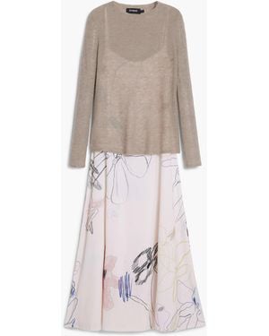 Desigual 2-In-1 Brushstroke Dress, Polyester - White