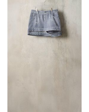 Desigual Denim-Effect Leather Skirt Studio, Sheep Leather - Natural