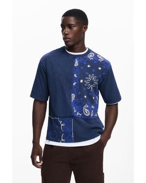 Desigual T-Shirt With Sun Patches - Blue