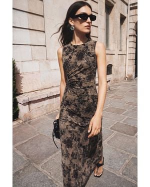 Desigual Flocked Long Dress, Polyester - Black