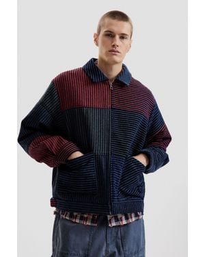 Desigual Chenille Coat Blocks, Polyester - Blue