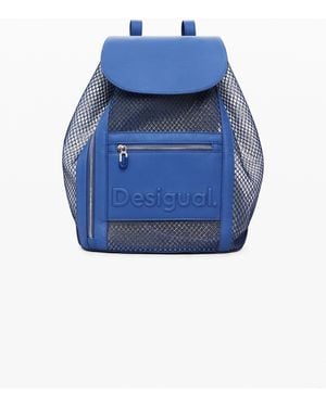 Desigual Medium Mesh Drawstring Backpack - Blue
