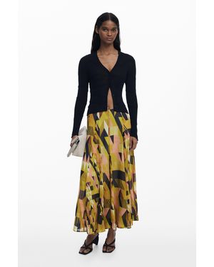 Desigual Damen FAL_Davos Rock – Sandfarbener Minirock Mit Blumigem Camouflage-Print