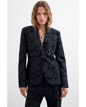 Desigual Flocked Blazer - Blue