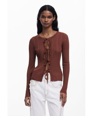 Desigual Shiny Bow Cardigan - Red