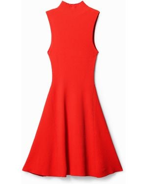 Desigual Kurzes Skater-Kleid Rippstoff - Rot