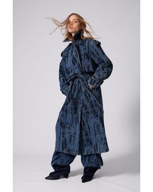 Desigual Degraded Denim Trench Coat - Blue