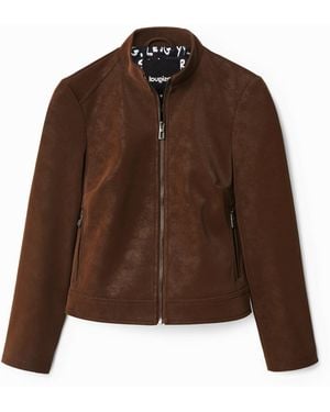 Desigual Suede-Effect Jacket, Polyurethane - Brown