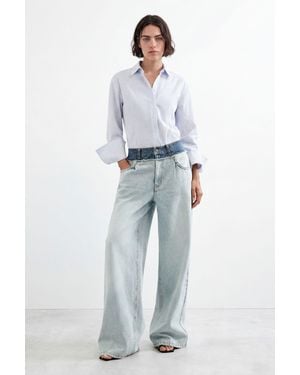Desigual Pantalón Vaquero Wide Leg, Mujer, Algodon, Azul