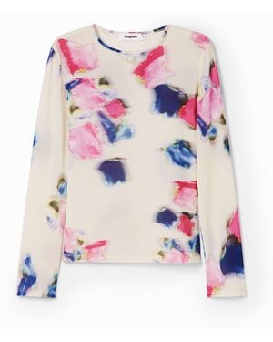 Desigual Out-Of-Focus Floral T-Shirt - White