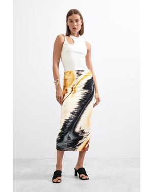 Desigual Knit Printed Skirt, Viscose - Yellow