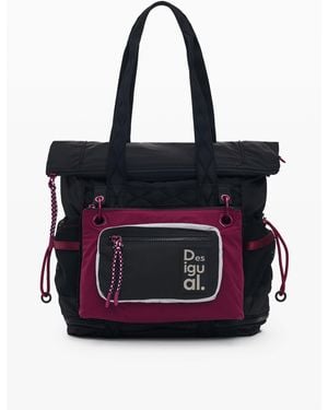 Desigual Mochila Nylon Grande, Poliamida, Negro