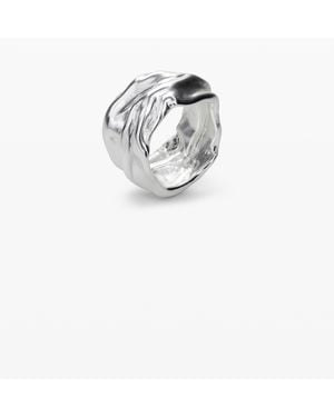 Desigual Anillo Ondas Baño Plata Zalio, Negro - Blanco