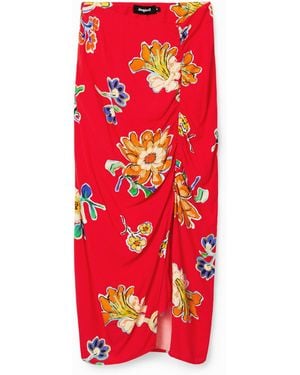 Desigual Gathered Midi Skirt, Viscose