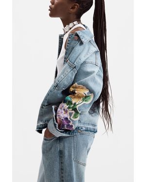 Desigual Embroidered Denim Jacket, Cotton - Blue