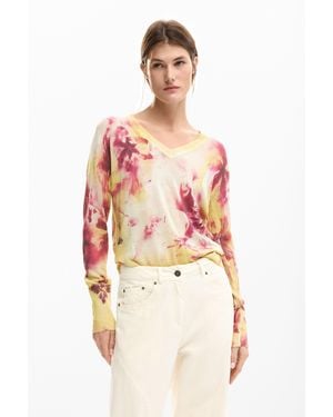 Desigual Fine Floral Jumper - Red