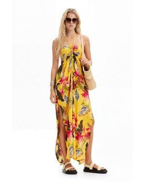 Desigual Tropical Halter Neck Jumpsuit, Viscose - Metallic