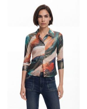 Desigual Multitone Blouse, Polyester - Blue