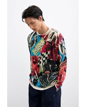 Desigual Jersey Estampado Collage, Hombre, Algodon - Blanco