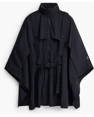 Desigual Nylon-Poncho Mit Tasche, Polyamid, Schwarz - Blau