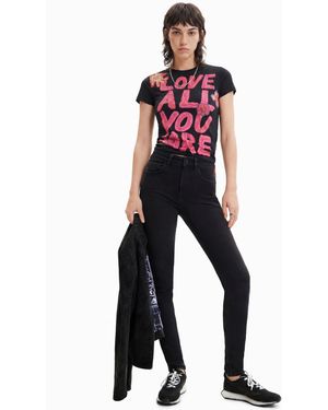 Desigual Vaqueros Skinny Push-Up, Algodon, Negro