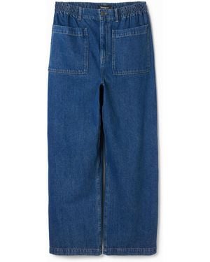 Desigual Long Jeans With Pockets, Cotton - Blue