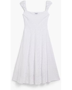 Desigual Embroidered Midi Dress, Cotton - White