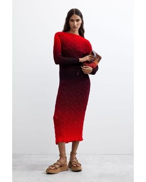 Desigual Gradient Midi Skirt, Polyester - Red