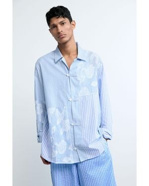 Desigual Printed Floral Shirt, Cotton - Blue