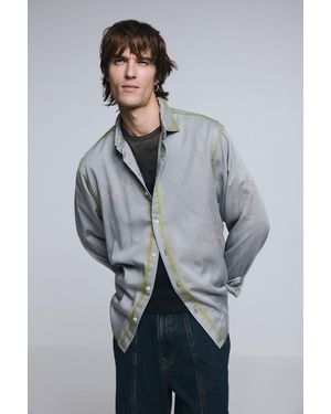 Desigual Shirt Lettering Worn Effect, Lyocell - Grey