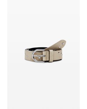Desigual Studded Leather Belt, Polyurethane - White