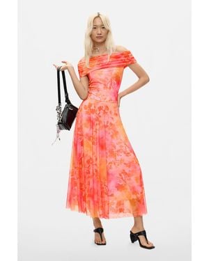 Desigual Langes Mesh-Kleid, Polyester, Rot