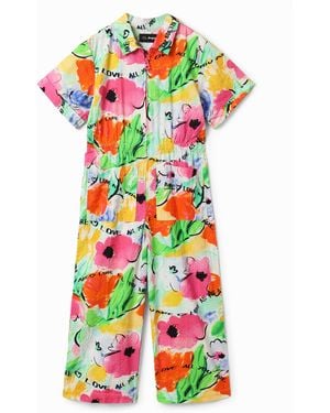 Desigual Long Floral Jumpsuit - White