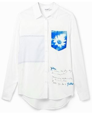 Desigual Patchwork Pocket Daisy Shirt, Viscose - Blue