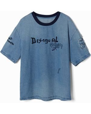 Desigual Short-Sleeve Denim T-Shirt - Blue