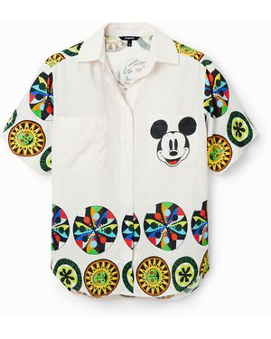 Desigual Camisa Lino Mickey Mouse. Christian Lacroix - Blanco