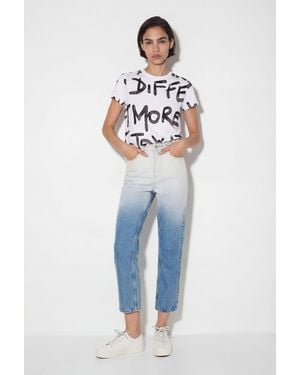 Desigual Straight Cropped Degradé Jeans, Cotton - Blue