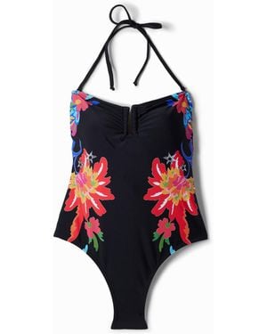 Desigual Jungle Bandeau Swimsuit - Red