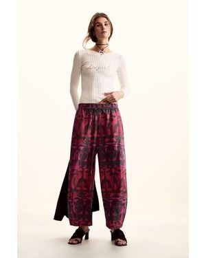 Desigual Wide Pants Designed By Mr. Christian Lacroix, Cotton - Red