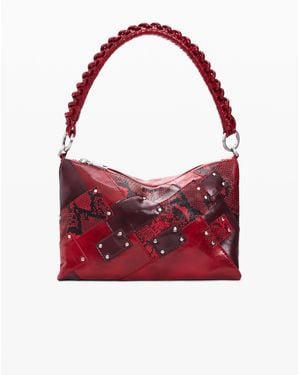 Desigual Medium Square Snake Bag, Polyurethane - Red