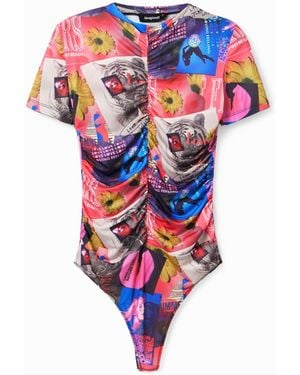 Desigual Body Raffung Collage, Polyester - Mehrfarbig